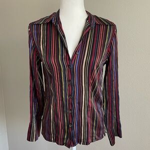 Talbots Striped Multicolor Button-Up Women's Top Size 4